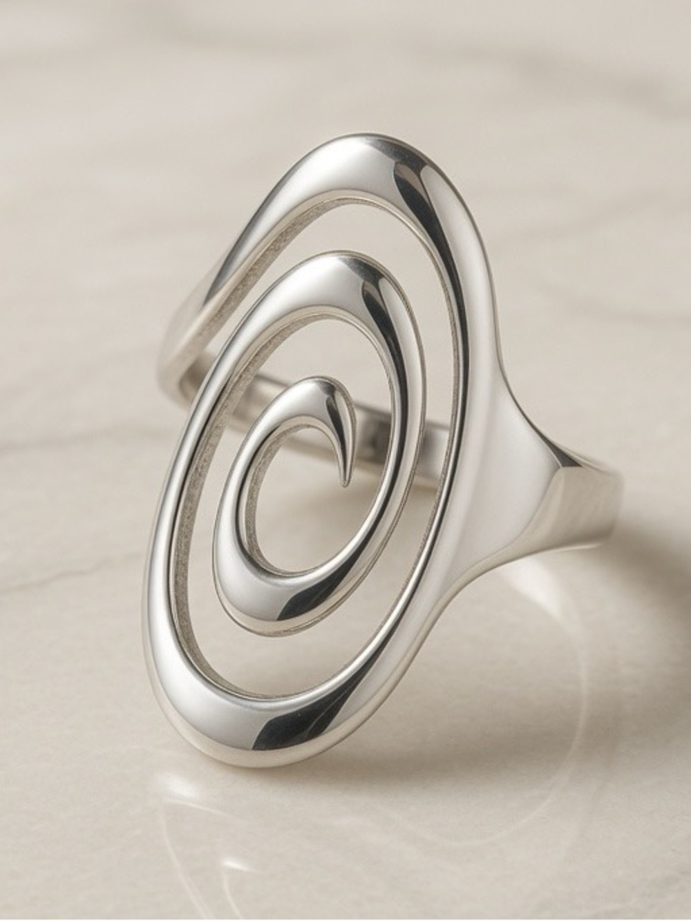 Silver plated Spiral Statement Ring - Silver sz 8